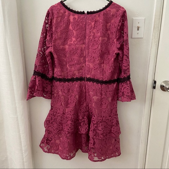 NEW Monique Lhuillier Ines Dress Pink Lace - Picture 3 of 7